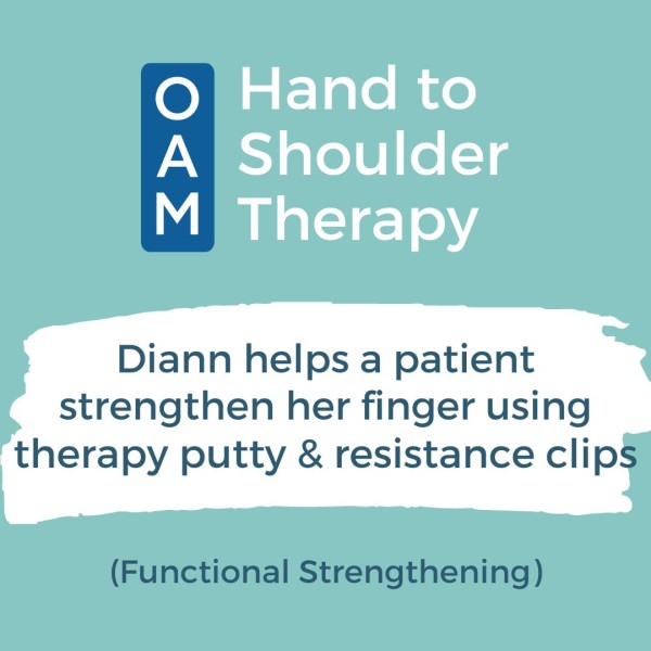 OAM Hand to Shoulder Therapy: Diann helps a patient strengthen her finger
